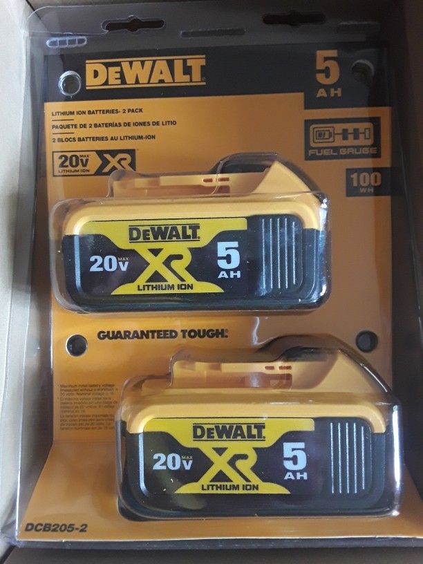 $120 No Less DeWalt DCB 205-2 Twin Pack 5.0 Amp Hour 20 Volt Battery