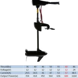 60 LBS Thrust 8 Speed Electric Trolling Motor 