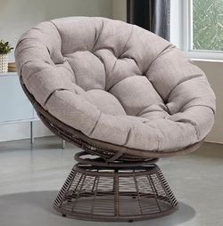 Papasan Outdoor & Indoor Chair - Brown Frame and Silver Cushion