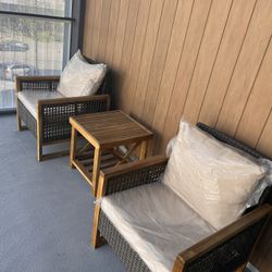 Outdoor Lounge Chair Set with Side Table