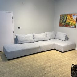 Large Gray Fabric Sectional Couch