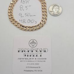 18k Gold 8.5" Concave Curb Link Bracelet