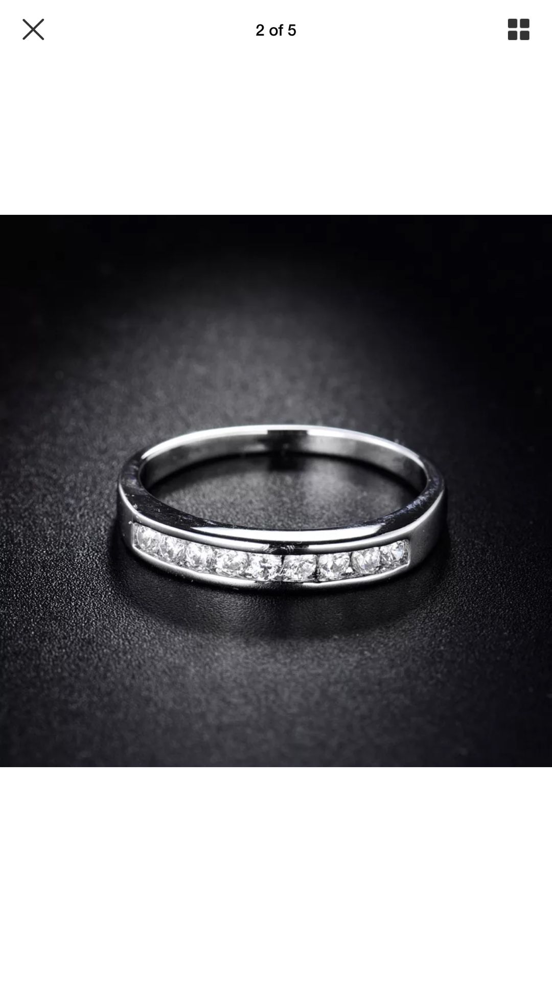 18k white gold filled channel-set round cut simulated rung size 5