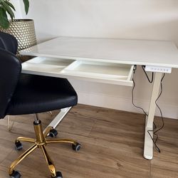 New electrical white glass top standing desk