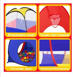 3 in 1 Kids Play Tent for Toddler with Baby Ball Pit and Play Tunnel with balls
