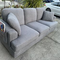 Boucle Fabric Dark Gray Couch Like New-FREE Delivery