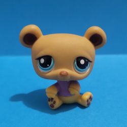 LPS Littlest Pet Shop Honey Bear #1835 Yellow With Purple Shirt Authentic. 
