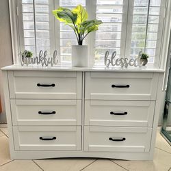 Modern White 6 Drawer Dresser