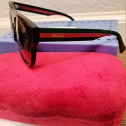 Gucci GG0341S Polished Shiny Black Acetate Frame Dark Sunglasses 56-17-145