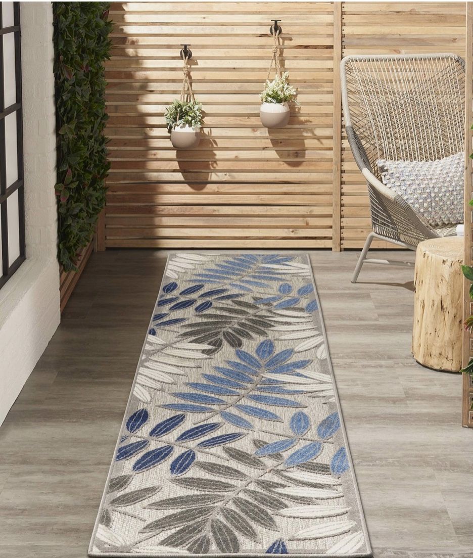 Nourison Runner Area/blue,cream and Light and Dark gray/2’3”x8’