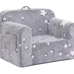 Toddler Chair Plush Kids Couch, Comfy Glow in The Dark Armchair with Removable and Washable Cover Carrying Handle Kids Sofa, Convertible Reading Chair