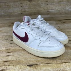 Nike Court Borough Low 2 GS Youth Size 4Y White Burgundy Pink Shoes BQ544 8-120 Shoes