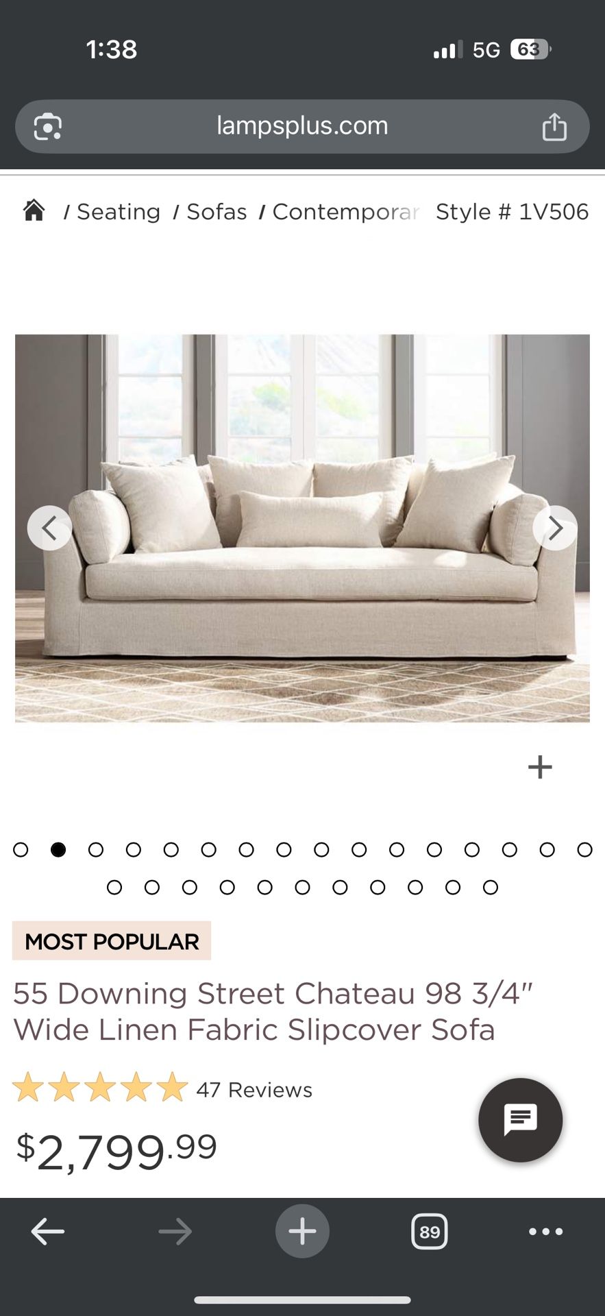 Linen slipcover sofa - farmhouse