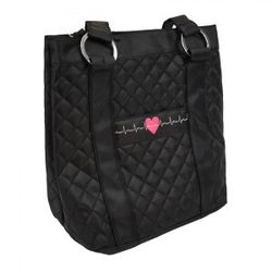 EKG heart deluxe plush quilted tote