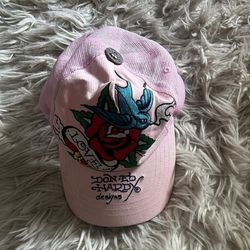 Vintage Ed Hardy pink trucker hat