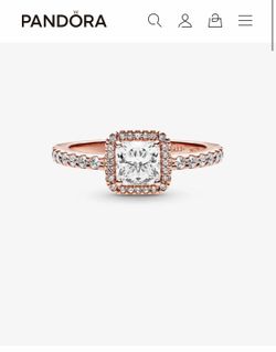 Square Sparkle Halo Ring 14k rose gold plating SIZE 50