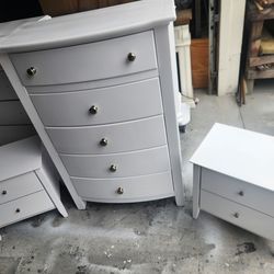 White Chest of Drawers and Two nightstands