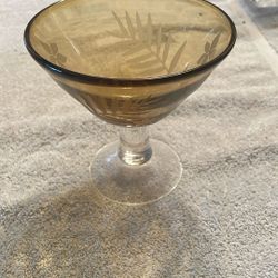 Vintage Hand Blown Etched Martini 