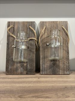 Mason Jar On Wood Panel