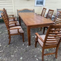 60” Cherry Dining Table with 7 Chairs 