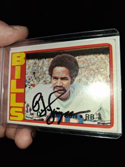 O J SIMSON BILLS FOOTBALL CARD SIGNED