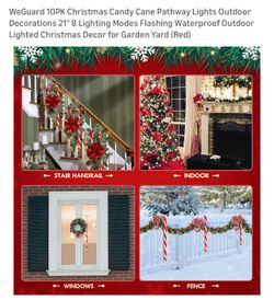 26" Christmas Candy Cane Pathway Markers Lights, Set of 10 Pack Christmas