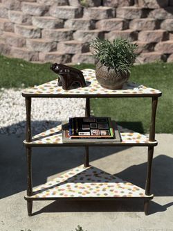 Vintage Mid Century 3 Tier Corner Shelving Unit 