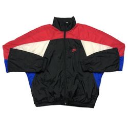RARE Vintage 80s 90s Nike Grey Tag Multicolor Windbreaker Jacket Size Large