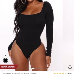 Fashion Nova Don’t Be A Square Bodysuit Black L New