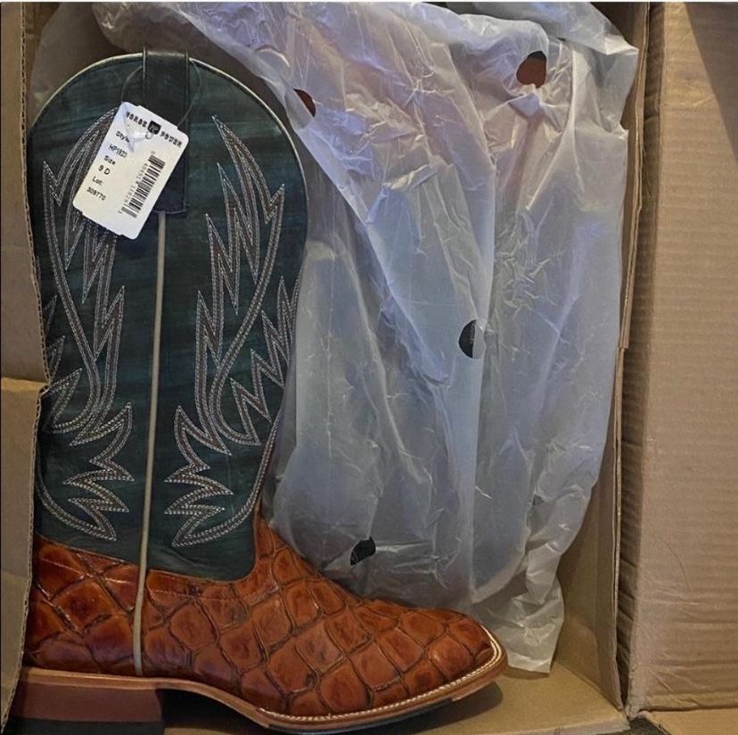 Horse Power Cognac Fish Print Boots Filet Of Fish Seas Size 9 Width: D Toe: DB