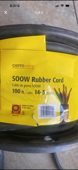 Cerro wire soow rubber cord 100Ft 14-5 600V hablo español