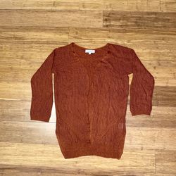 Rust Colored Cardigan With Nice Slits On The Side And Eyelit Design Porterville