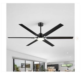 Perry 72 in. Black Industrial Windmill Ceiling Fan with Integrated LED - New