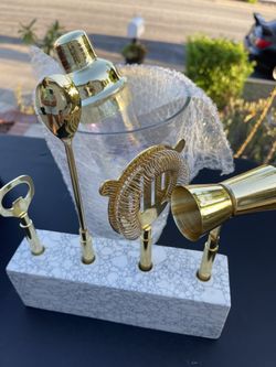 Gold And Glass Alcohol Cocktail Mixer Set - Bar Set