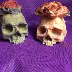 Set Of Two Halloween Skull Candle And Soap Scented Lavender,rose,orange..