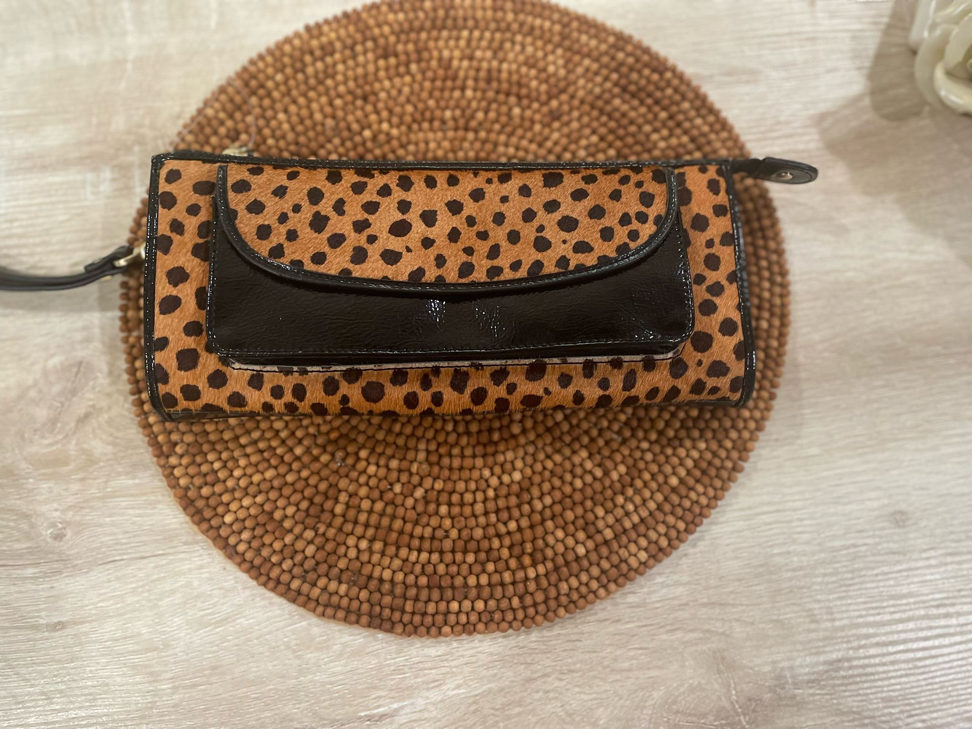 Talbot Cheetah Calf Hair Leather Wristlet Purse