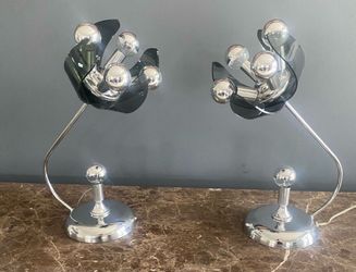 MidCentury Modern Chrome/Lucite Table Lamps - Pair