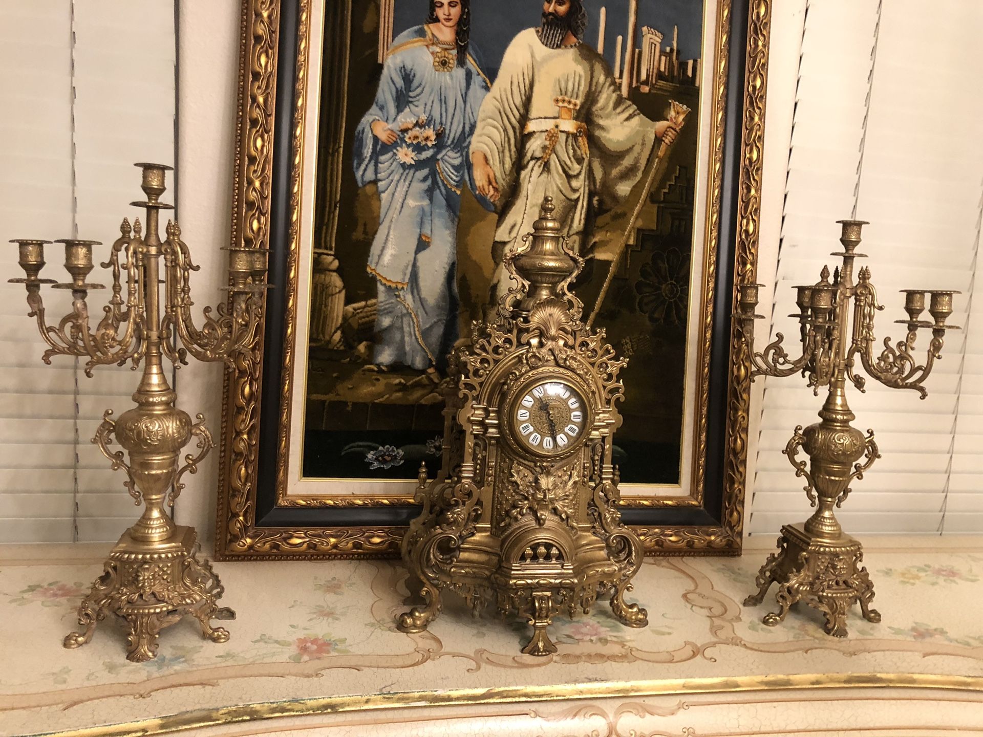 Louis Xv baroque clock and candelabras