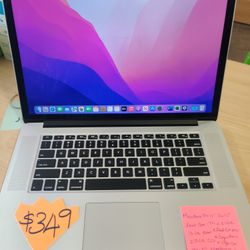 MacBook Pro 2015 15" Retina Intel Core i7-4th , 16gb Ram, 256gb SSD, macOS Monterey, Microsoft Office,  Charger . Anti glare coating peeled 