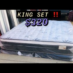 King Size euro pillow top mattress Set โผ๏ธ