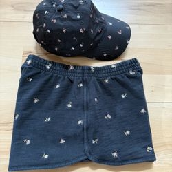 Madewell MWL WOMEN'S set of floral Black Cap Adjustable (new)short (used)