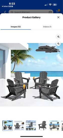 New in box SERWALL Folding Adirondack Chair Set of 4 with Dual Cup Holders & Phone Holder, All-Weather HDPE Fire Pit Chairs for Outdoor, Patio, Poolsi