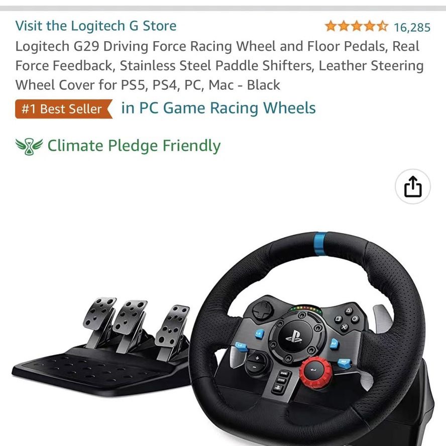 Logitech G29 Driving Force Racing Wheel and Floor Pedals, Real Force  Feedback, Stainless Steel Paddle Shifters, Leather Steering Wheel Cover