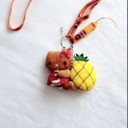 Sanrio Hello Kitty Hawaiian 4" Tan Mascot Plush Doll Keychain