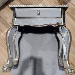 Mirrored Lamp Table With Draw