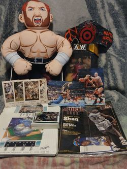 Mixed Sports Memorabilia, Collectibles, and Card Lot (Dolphins, Marlins, Wrestling, WWE, AEW, NJPW, and More)