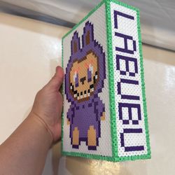 Perler bead Labubu coin piggy bank