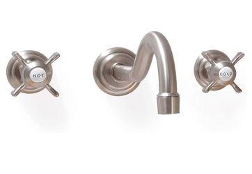 SITGES Wall Faucet,Two Handle Bathroom Sink Wall Mount Faucet with Rough in Valve included,Brushed Nicke