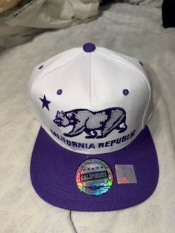 California Republic Snapback Hat White Purple