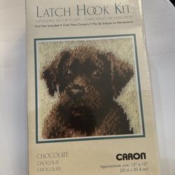 🌺 Caron Wonderart Latch Hook Kit 12"X12"-Chocolate Dog DIY Craft Kit New